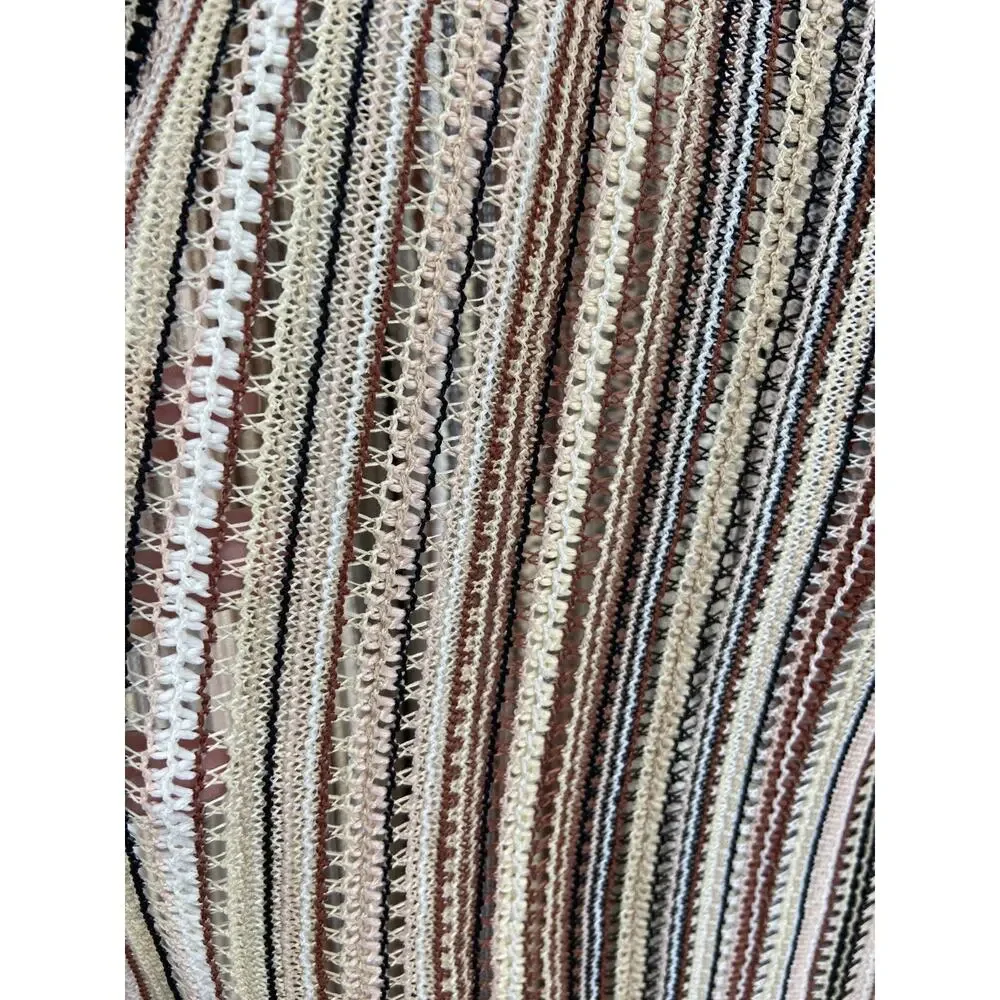 New G by Giuliana Cardigan Sz S Duster Brown Stripe 3/4 Sleeve Open Front Duster